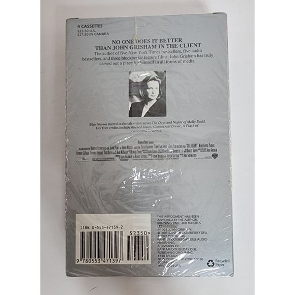 NOS NEW Sealed John Grisham The Client 4 Cassette Audio Book 1993 Vintage Movie - Picture 3 of 3